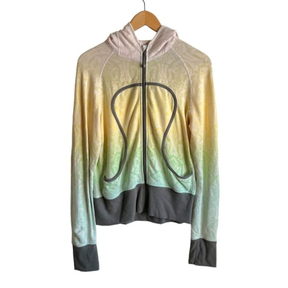 Lululemon Light Jacket Hoodie Size 8 Ombré Yellow Green